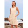 imageWomens Sleeveless Summer Mini Dress Tank Flowy Tiered Short A Line Sundresses Beach Vacation Dresses with PocketsBeige