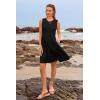 imageWomens Sleeveless Summer Mini Dress Tank Flowy Tiered Short A Line Sundresses Beach Vacation Dresses with PocketsBlack