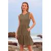 imageWomens Sleeveless Summer Mini Dress Tank Flowy Tiered Short A Line Sundresses Beach Vacation Dresses with PocketsBrown