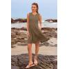 imageWomens Sleeveless Summer Mini Dress Tank Flowy Tiered Short A Line Sundresses Beach Vacation Dresses with PocketsBrown