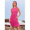 imageWomens Sleeveless Summer Mini Dress Tank Flowy Tiered Short A Line Sundresses Beach Vacation Dresses with PocketsHot Pink