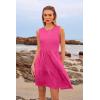 imageWomens Sleeveless Summer Mini Dress Tank Flowy Tiered Short A Line Sundresses Beach Vacation Dresses with PocketsHot Pink