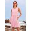 imageWomens Sleeveless Summer Mini Dress Tank Flowy Tiered Short A Line Sundresses Beach Vacation Dresses with PocketsPink