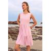 imageWomens Sleeveless Summer Mini Dress Tank Flowy Tiered Short A Line Sundresses Beach Vacation Dresses with PocketsPink