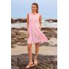 imageWomens Sleeveless Summer Mini Dress Tank Flowy Tiered Short A Line Sundresses Beach Vacation Dresses with PocketsPink