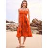 imageWomens Smocked Floral Maxi Skirts 2025 Summer Tube Dresses Flowy Boho Long A line Pleated Beach SkirtOrange