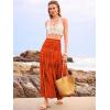 imageWomens Smocked Floral Maxi Skirts 2025 Summer Tube Dresses Flowy Boho Long A line Pleated Beach SkirtOrange