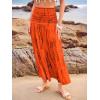 imageWomens Smocked Floral Maxi Skirts 2025 Summer Tube Dresses Flowy Boho Long A line Pleated Beach SkirtOrange