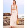imageWomens Smocked Floral Maxi Skirts 2025 Summer Tube Dresses Flowy Boho Long A line Pleated Beach SkirtWhite