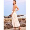 imageWomens Smocked Floral Maxi Skirts 2025 Summer Tube Dresses Flowy Boho Long A line Pleated Beach SkirtWhite