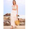imageWomens Smocked Floral Maxi Skirts 2025 Summer Tube Dresses Flowy Boho Long A line Pleated Beach SkirtWhite