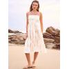 imageWomens Smocked Floral Maxi Skirts 2025 Summer Tube Dresses Flowy Boho Long A line Pleated Beach SkirtWhite