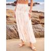 imageWomens Smocked Floral Maxi Skirts 2025 Summer Tube Dresses Flowy Boho Long A line Pleated Beach SkirtWhite