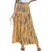 imageWomens Smocked Floral Maxi Skirts 2025 Summer Tube Dresses Flowy Boho Long A line Pleated Beach SkirtYellow