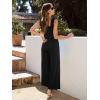 imageWomens Smocked Jumpsuits Casual Loose Sleeveless Wide Leg Long Pant Rompers Dressy One Piece Beach Vacation OutfitsBlack