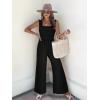 imageWomens Smocked Jumpsuits Casual Loose Sleeveless Wide Leg Long Pant Rompers Dressy One Piece Beach Vacation OutfitsBlack