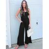 imageWomens Smocked Jumpsuits Casual Loose Sleeveless Wide Leg Long Pant Rompers Dressy One Piece Beach Vacation OutfitsBlack