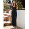 imageWomens Smocked Jumpsuits Casual Loose Sleeveless Wide Leg Long Pant Rompers Dressy One Piece Beach Vacation OutfitsBlack