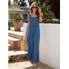 imageWomens Smocked Jumpsuits Casual Loose Sleeveless Wide Leg Long Pant Rompers Dressy One Piece Beach Vacation OutfitsBlue