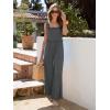imageWomens Smocked Jumpsuits Casual Loose Sleeveless Wide Leg Long Pant Rompers Dressy One Piece Beach Vacation OutfitsGrey