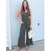 imageWomens Smocked Jumpsuits Casual Loose Sleeveless Wide Leg Long Pant Rompers Dressy One Piece Beach Vacation OutfitsGrey