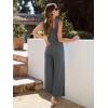 imageWomens Smocked Jumpsuits Casual Loose Sleeveless Wide Leg Long Pant Rompers Dressy One Piece Beach Vacation OutfitsGrey