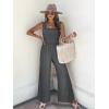 imageWomens Smocked Jumpsuits Casual Loose Sleeveless Wide Leg Long Pant Rompers Dressy One Piece Beach Vacation OutfitsGrey