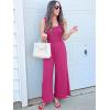 imageWomens Smocked Jumpsuits Casual Loose Sleeveless Wide Leg Long Pant Rompers Dressy One Piece Beach Vacation OutfitsHot Pink