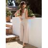 imageWomens Smocked Jumpsuits Casual Loose Sleeveless Wide Leg Long Pant Rompers Dressy One Piece Beach Vacation OutfitsLight Khaki