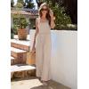 imageWomens Smocked Jumpsuits Casual Loose Sleeveless Wide Leg Long Pant Rompers Dressy One Piece Beach Vacation OutfitsLight Khaki
