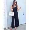 imageWomens Smocked Jumpsuits Casual Loose Sleeveless Wide Leg Long Pant Rompers Dressy One Piece Beach Vacation OutfitsNavy