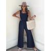 imageWomens Smocked Jumpsuits Casual Loose Sleeveless Wide Leg Long Pant Rompers Dressy One Piece Beach Vacation OutfitsNavy