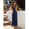 imageWomens Smocked Jumpsuits Casual Loose Sleeveless Wide Leg Long Pant Rompers Dressy One Piece Beach Vacation OutfitsNavy