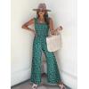 imageWomens Smocked Jumpsuits Casual Loose Sleeveless Wide Leg Long Pant Rompers Dressy One Piece Beach Vacation OutfitsPattern1