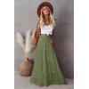 imageWomens Summer Boho Maxi Skirts Smocked High Wasited Flowy Tiered Ruffle A Line Long Beach SkirtArmy Green