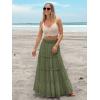 imageWomens Summer Boho Maxi Skirts Smocked High Wasited Flowy Tiered Ruffle A Line Long Beach SkirtArmy Green