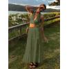 imageWomens Summer Boho Maxi Skirts Smocked High Wasited Flowy Tiered Ruffle A Line Long Beach SkirtArmy Green