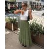 imageWomens Summer Boho Maxi Skirts Smocked High Wasited Flowy Tiered Ruffle A Line Long Beach SkirtArmy Green