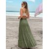 imageWomens Summer Boho Maxi Skirts Smocked High Wasited Flowy Tiered Ruffle A Line Long Beach SkirtArmy Green