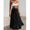 imageWomens Summer Boho Maxi Skirts Smocked High Wasited Flowy Tiered Ruffle A Line Long Beach SkirtBlack