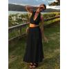 imageWomens Summer Boho Maxi Skirts Smocked High Wasited Flowy Tiered Ruffle A Line Long Beach SkirtBlack