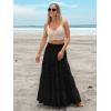 imageWomens Summer Boho Maxi Skirts Smocked High Wasited Flowy Tiered Ruffle A Line Long Beach SkirtBlack