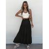 imageWomens Summer Boho Maxi Skirts Smocked High Wasited Flowy Tiered Ruffle A Line Long Beach SkirtBlack