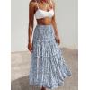 imageWomens Summer Boho Maxi Skirts Smocked High Wasited Flowy Tiered Ruffle A Line Long Beach SkirtBlue Floral