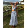 imageWomens Summer Boho Maxi Skirts Smocked High Wasited Flowy Tiered Ruffle A Line Long Beach SkirtBlue Floral