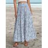 imageWomens Summer Boho Maxi Skirts Smocked High Wasited Flowy Tiered Ruffle A Line Long Beach SkirtBlue Floral