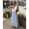 imageWomens Summer Boho Maxi Skirts Smocked High Wasited Flowy Tiered Ruffle A Line Long Beach SkirtBlue Floral