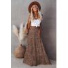 imageWomens Summer Boho Maxi Skirts Smocked High Wasited Flowy Tiered Ruffle A Line Long Beach SkirtBrown Floral