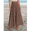 imageWomens Summer Boho Maxi Skirts Smocked High Wasited Flowy Tiered Ruffle A Line Long Beach SkirtBrown Floral