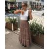 imageWomens Summer Boho Maxi Skirts Smocked High Wasited Flowy Tiered Ruffle A Line Long Beach SkirtBrown Floral